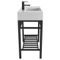 Modern Ceramic Console Sink With Counter Space and Matte Black Base, 32